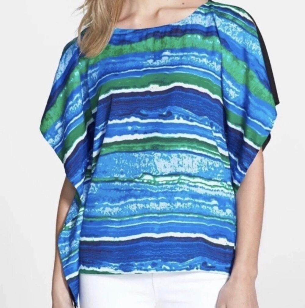 Michael Michael Kors Poncho Tunic Top with Split Sleeve Sz L Colorful Relaxed